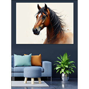 Gerçekçi At Portresi Fonu Dekoratif Kanvas - Mdf Ahşap Tablo