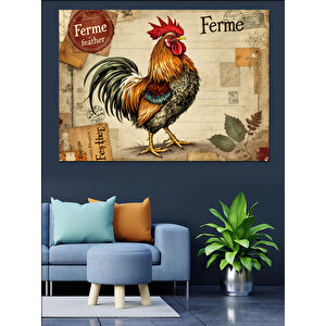 Eski Tarz Horoz Dekoratif Kanvas - Mdf Ahşap Tablo 35x50 cm
