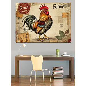 Eski Tarz Horoz Dekoratif Kanvas - Mdf Ahşap Tablo 35x50 cm