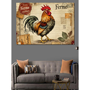 Eski Tarz Horoz Dekoratif Kanvas - Mdf Ahşap Tablo 25x35 cm
