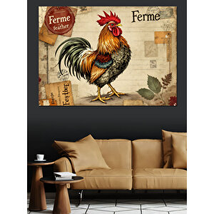 Eski Tarz Horoz Dekoratif Kanvas - Mdf Ahşap Tablo