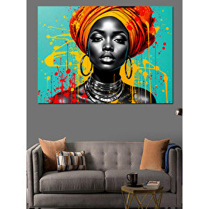 Neon Afrikalı Kadın Dekoratif Kanvas - Mdf Ahşap Tablo 100x140 cm