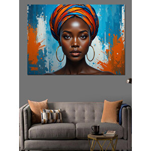 Turuncu Türbanlı Kadın Dekoratif Kanvas - Mdf Ahşap Tablo 35x50 cm