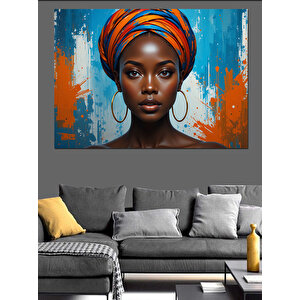 Turuncu Türbanlı Kadın Dekoratif Kanvas - Mdf Ahşap Tablo 35x50 cm