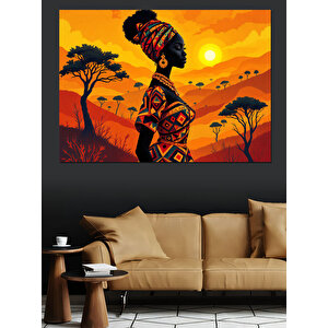 Afrikalı Kadın Silüeti Dekoratif Kanvas - Mdf Ahşap Tablo 70x100 cm