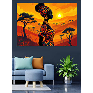 Afrikalı Kadın Silüeti Dekoratif Kanvas - Mdf Ahşap Tablo 70x100 cm