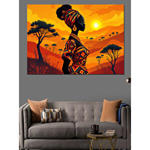 Afrikalı Kadın Silüeti Dekoratif Kanvas - Mdf Ahşap Tablo 70x100 cm