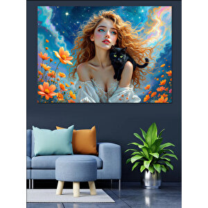 Rüzgarlı Kadın Dekoratif Kanvas - Mdf Ahşap Tablo 70x100 cm