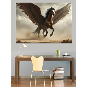 Kanatlı Efsane At Dekoratif Kanvas - Mdf Ahşap Tablo 70x100 cm