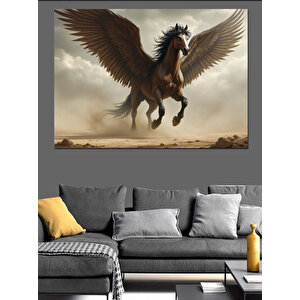 Kanatlı Efsane At Dekoratif Kanvas - Mdf Ahşap Tablo 70x100 cm