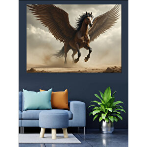Kanatlı Efsane At Dekoratif Kanvas - Mdf Ahşap Tablo