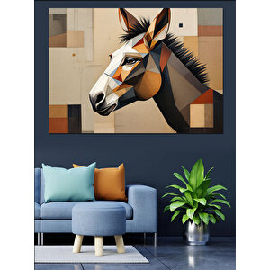 Soyut Geometrik At Figürü Dekoratif Kanvas - Mdf Ahşap Tablo 100x140 cm