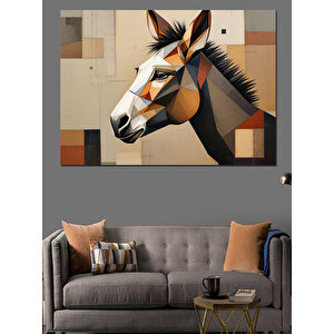 Soyut Geometrik At Figürü Dekoratif Kanvas - Mdf Ahşap Tablo 100x140 cm