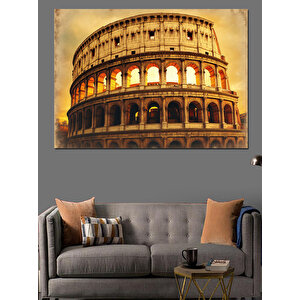 Altın Işıltılı Kolezyum Roma Dekoratif Kanvas - Mdf Ahşap Tablo 100x140 cm