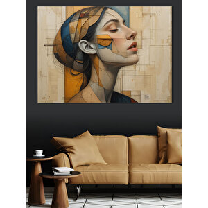 Soyut Portreli Kadın Dekoratif Kanvas - Mdf Ahşap Tablo 50x70 cm