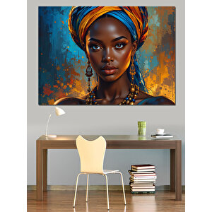 Portre Türbanlı Kadın Dekoratif Kanvas - Mdf Ahşap Tablo 50x70 cm