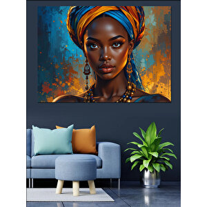 Portre Türbanlı Kadın Dekoratif Kanvas - Mdf Ahşap Tablo
