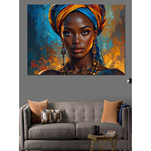 Portre Türbanlı Kadın Dekoratif Kanvas - Mdf Ahşap Tablo