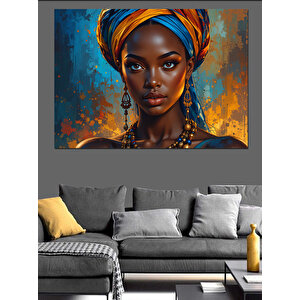 Portre Türbanlı Kadın Dekoratif Kanvas - Mdf Ahşap Tablo 70x100 cm