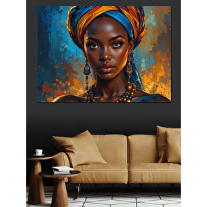 Portre Türbanlı Kadın Dekoratif Kanvas - Mdf Ahşap Tablo 70x100 cm