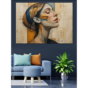 Soyut Portreli Kadın Dekoratif Kanvas - Mdf Ahşap Tablo 100x140 cm