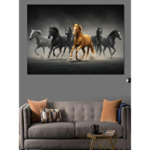 Siyah Atlar Ve Kıyamet Dekoratif Kanvas - Mdf Ahşap Tablo