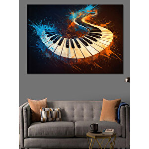 Parlayan Piyano Tuşları Dekoratif Kanvas - Mdf Ahşap Tablo 100x140 cm