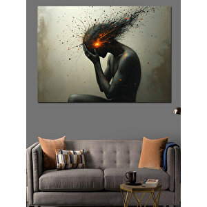 Düşünceli Kadın Dekoratif Kanvas - Mdf Ahşap Tablo 100x140 cm