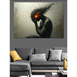 Düşünceli Kadın Dekoratif Kanvas - Mdf Ahşap Tablo 100x140 cm