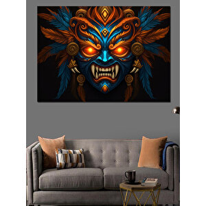Korkutucu Maske İllüstrasyonu Dekoratif Kanvas - Mdf Ahşap Tablo 50x70 cm