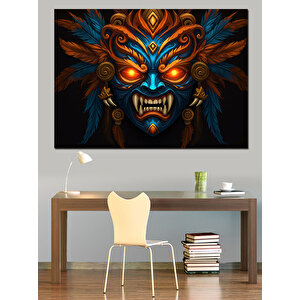 Korkutucu Maske İllüstrasyonu Dekoratif Kanvas - Mdf Ahşap Tablo 50x70 cm