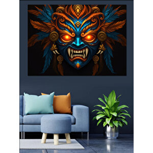 Korkutucu Maske İllüstrasyonu Dekoratif Kanvas - Mdf Ahşap Tablo 100x140 cm