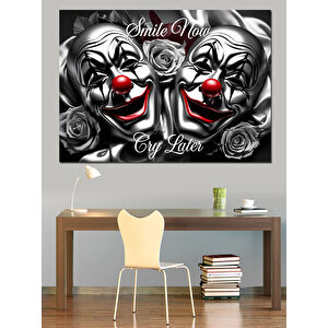 Ağlayan Palyaço Maskeleri İllüstrasyonu Dekoratif Kanvas - Mdf Ahşap Tablo