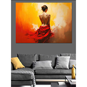 Kırmızı Elbiseli Kadın Dekoratif Kanvas - Mdf Ahşap Tablo 100x140 cm