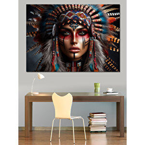 Kızılderili Kadın Dekoratif Kanvas - Mdf Ahşap Tablo 35x50 cm