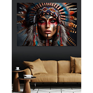 Kızılderili Kadın Dekoratif Kanvas - Mdf Ahşap Tablo 50x70 cm