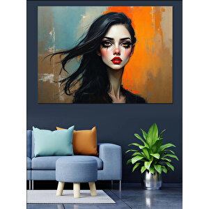 Sert Bakışlı Kadın Dekoratif Kanvas - Mdf Ahşap Tablo 35x50 cm