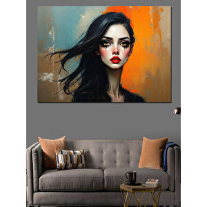 Sert Bakışlı Kadın Dekoratif Kanvas - Mdf Ahşap Tablo 35x50 cm