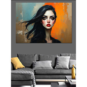 Sert Bakışlı Kadın Dekoratif Kanvas - Mdf Ahşap Tablo