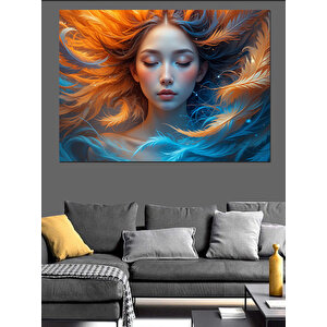 Dalgalar Arasında Kadın Dekoratif Kanvas - Mdf Ahşap Tablo 100x140 cm