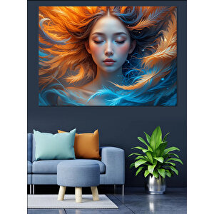 Dalgalar Arasında Kadın Dekoratif Kanvas - Mdf Ahşap Tablo 100x140 cm