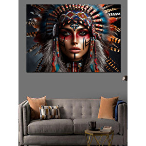 Kızılderili Kadın Dekoratif Kanvas - Mdf Ahşap Tablo