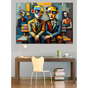 Renkli Maskeli İki Adam Dekoratif Kanvas - Mdf Ahşap Tablo 50x70 cm