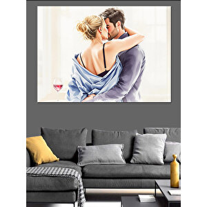 Romantik Çift Buluşması Dekoratif Kanvas - Mdf Ahşap Tablo 100x140 cm