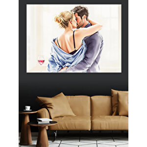 Romantik Çift Buluşması Dekoratif Kanvas - Mdf Ahşap Tablo 100x140 cm