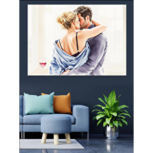 Romantik Çift Buluşması Dekoratif Kanvas - Mdf Ahşap Tablo 100x140 cm