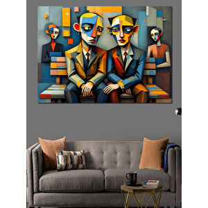 Renkli Maskeli İki Adam Dekoratif Kanvas - Mdf Ahşap Tablo 25x35 cm