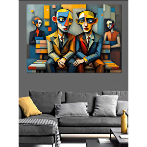 Renkli Maskeli İki Adam Dekoratif Kanvas - Mdf Ahşap Tablo 25x35 cm