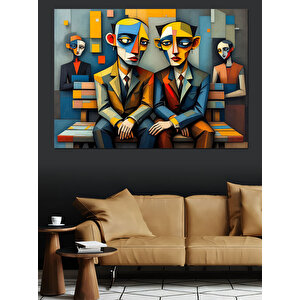 Renkli Maskeli İki Adam Dekoratif Kanvas - Mdf Ahşap Tablo