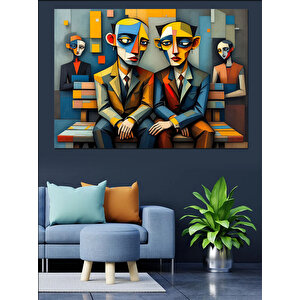 Renkli Maskeli İki Adam Dekoratif Kanvas - Mdf Ahşap Tablo